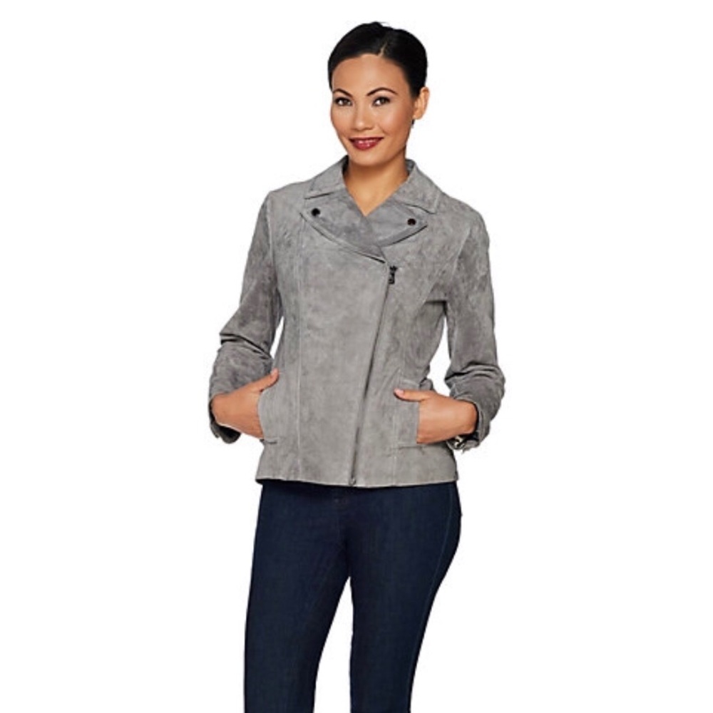 Isaac Mizrahi Suede Motorcycle Jacket